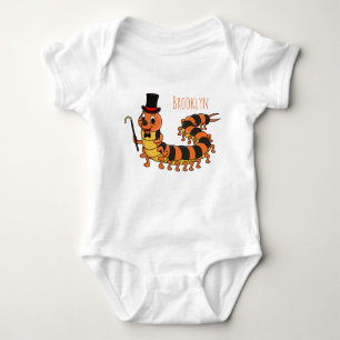 Cute funny centipede cartoon illustration baby bodysuit