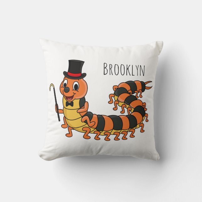 Cute funny centipede cartoon illustration  cushion (Front)