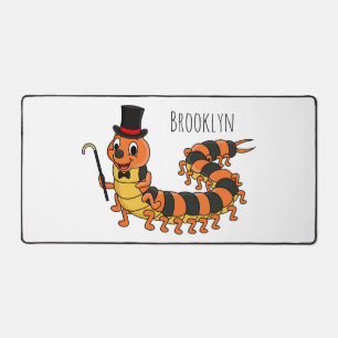 Cute funny centipede cartoon illustration desk mat