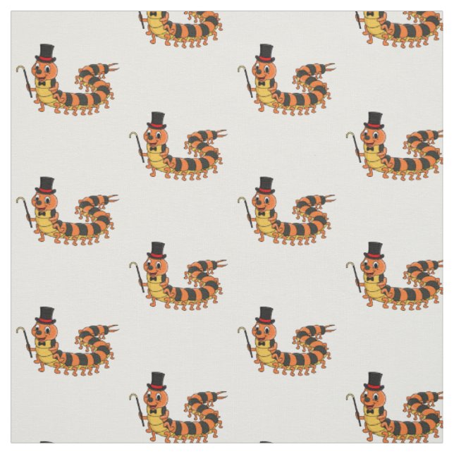 Cute funny centipede cartoon illustration fabric (Swatch)