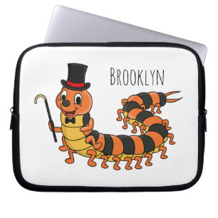 Cute funny centipede cartoon illustration laptop sleeve