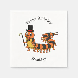 Cute funny centipede cartoon illustration napkin