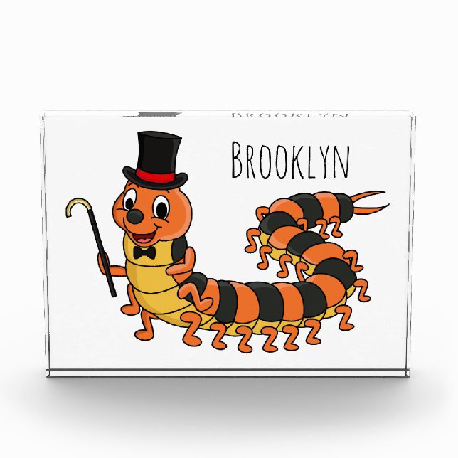 Cute funny centipede cartoon illustration photo block (Front)