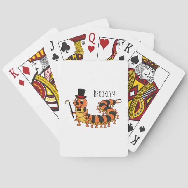Cute funny centipede cartoon illustration playing cards (Back)