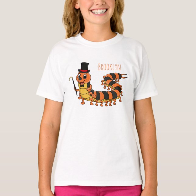Cute funny centipede cartoon illustration T-Shirt (Front)
