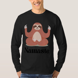 Cute Funny Cheesy Sloth Yoga Namaste Clip Art Desi T-Shirt