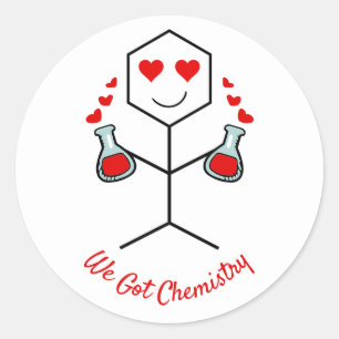 Cute Funny Chemist Valentines Day Chemistry Classic Round Sticker