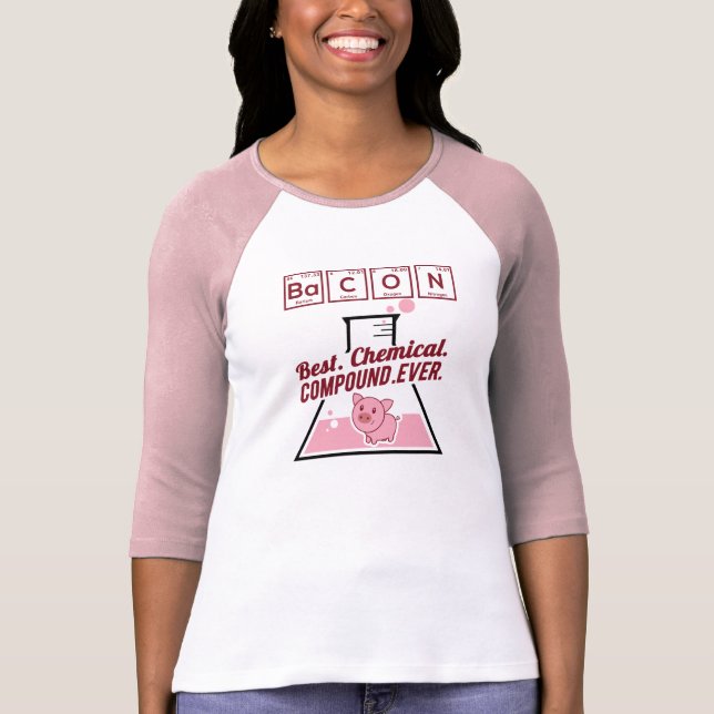 Cute Funny Chemistry Bacon Pink T-Shirt (Front)