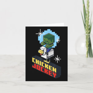 Cute Funny Chicken Jockey Pixel Graphic Riding Gam Card