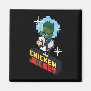 Cute Funny Chicken Jockey Pixel Graphic Riding Gam Magnet