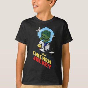 Cute Funny Chicken Jockey Pixel Graphic Riding Gam T-Shirt