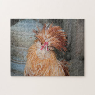Cute Funny Chicken Rooster Feather Head Jigsaw Puzzle