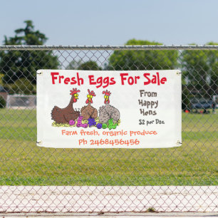Cute funny chickens cartoon eggs for sale sign