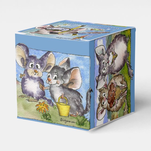 Cute Funny Chinchillas 6 Cartoons Paper Box (Front Side)