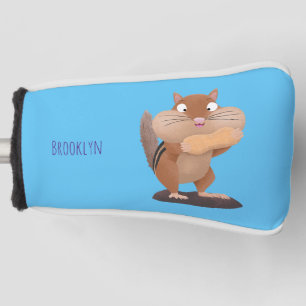 Cute funny chipmunk cartoon personalised golf head cover