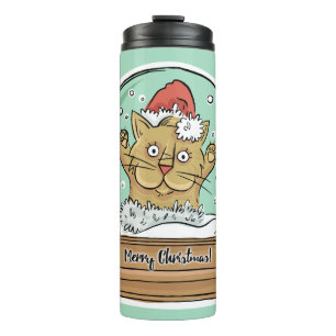 Cute Funny Christmas Cat custom name tumbler