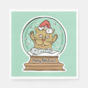 Cute Funny Christmas Cat paper napkins