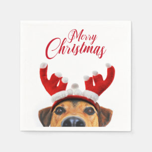 Cute Funny Christmas Dog Reindeer Antler Headband Napkin