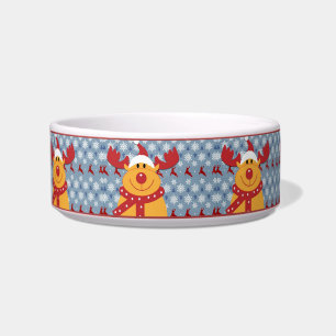 Cute Funny Christmas Dog Reindeer Ears Dog Cat Bowl