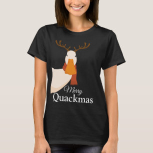 Cute Funny Christmas duck Merry Quackmas Deer T-Shirt
