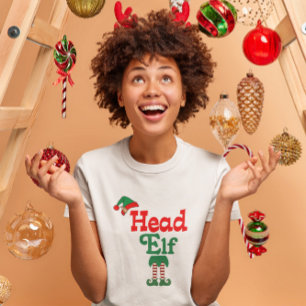Cute Funny Christmas Holiday Head Elf Tri-Blend Shirt