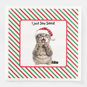 Cute Funny Christmas Kitten Cat Paper Napkin