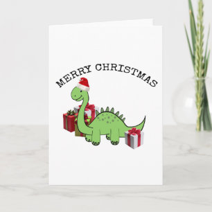 Cute funny  Christmas Santa dinosaur Holiday Card