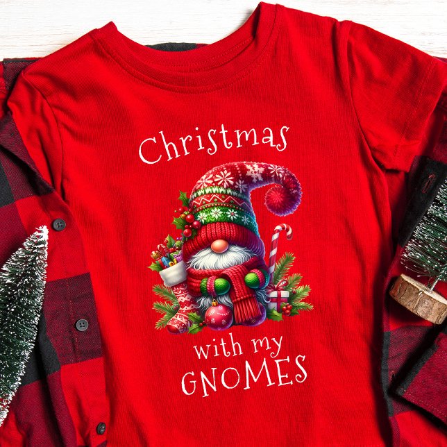 Cute Funny Christmas With My Gnomes Holiday  T-Shirt (Creator Uploaded)
