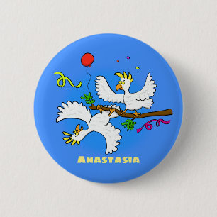 Cute funny cockatoo birds cartoon 6 cm round badge