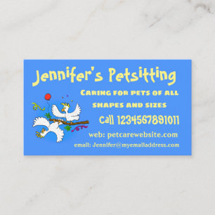 Cute funny cockatoo birds cartoon business card