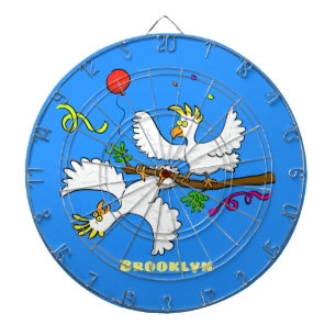 Cute funny cockatoo birds cartoon dartboard