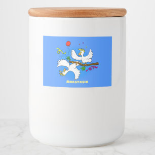 Cute funny cockatoo birds cartoon food label