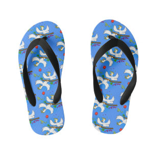 Cute funny cockatoo birds cartoon kid's jandals