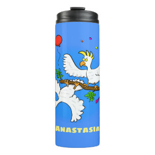 Cute funny cockatoo birds cartoon thermal tumbler