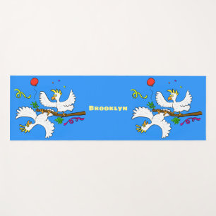 Cute funny cockatoo birds cartoon yoga mat