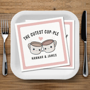 Cute Funny Coffee Cup Couple Wedding Anniversary Napkin