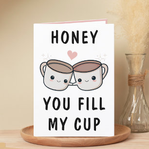 Cute Funny Coffee Cup Spouse Happy Birthday Thank You Card