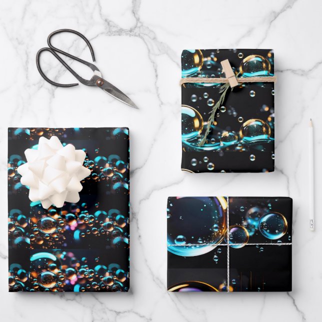 Cute funny colorful bubbles   wrapping paper sheet (Front)