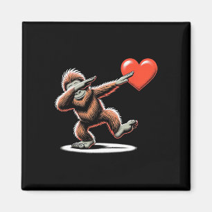 Cute Funny Cool Bigfoot Dabbing Heart Valentines D Magnet