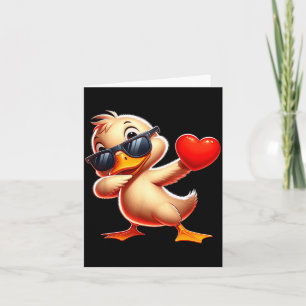 Cute Funny Cool Duck Dabbing Heart Valentines Day Card