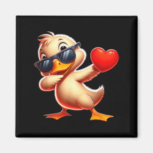 Cute Funny Cool Duck Dabbing Heart Valentines Day  Magnet