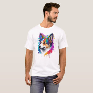 Cute Funny Corgi rainbow paint T-Shirt