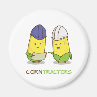 Cute Funny Corn Contractors Punny Humour Magnet