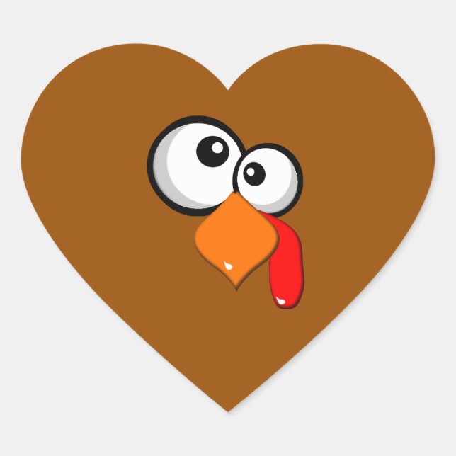 Cute Funny Crazy-Eyed Turkey Heart Sticker (Front)