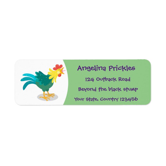 Cute funny crowing rooster cartoon illustration (Front)