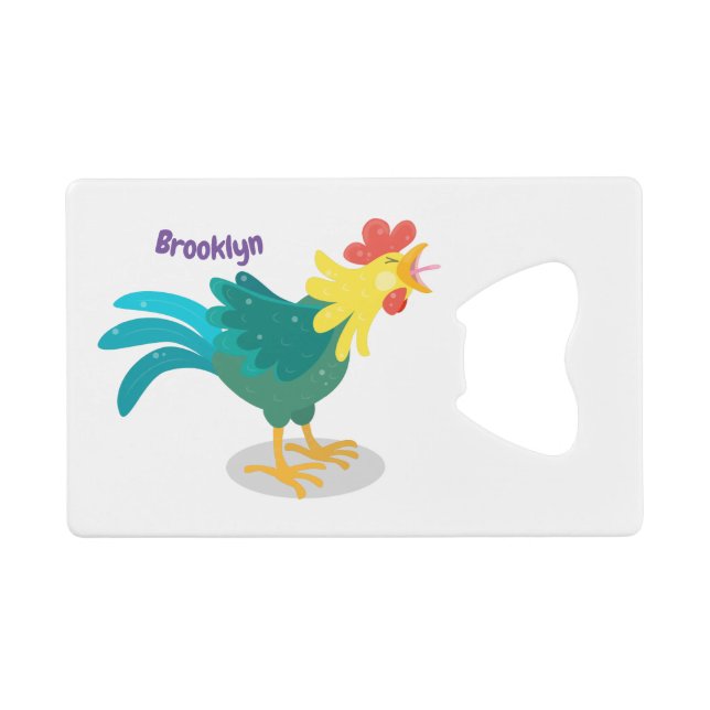 Cute funny crowing rooster cartoon illustration (Front (Horizontal))