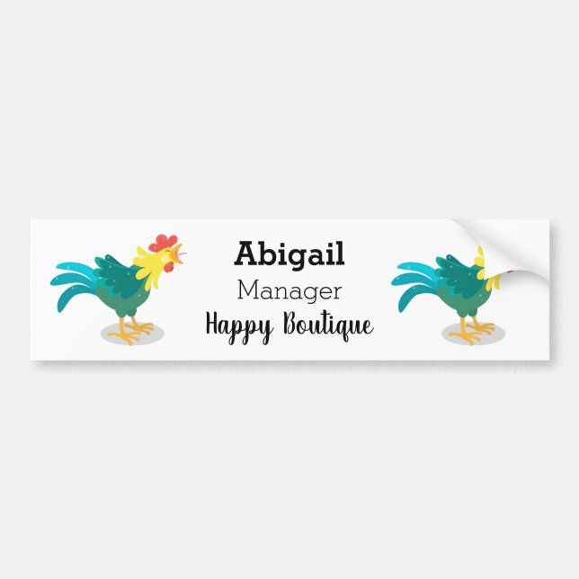 Cute funny crowing rooster cartoon illustration  bumper sticker (Front)