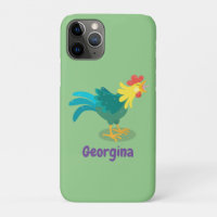 Cute funny crowing rooster cartoon illustration