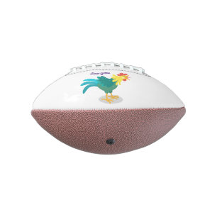 Cute funny crowing rooster cartoon illustration football