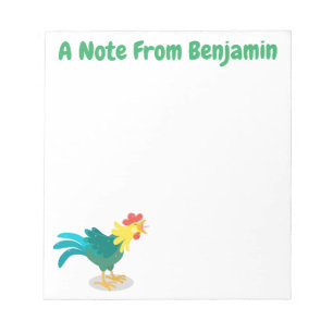Cute funny crowing rooster cartoon illustration notepad